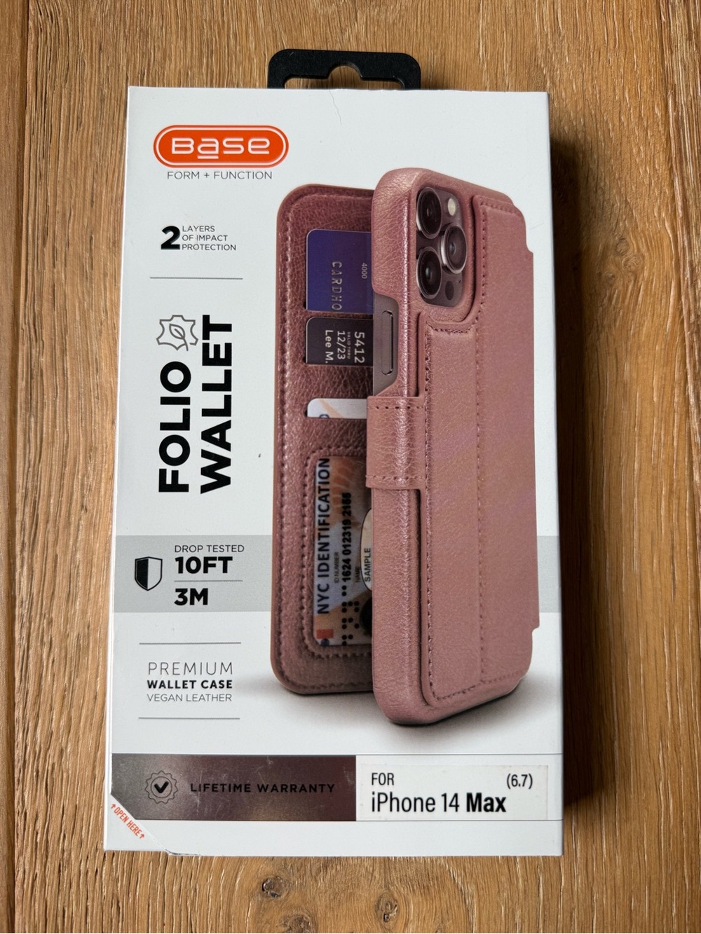 New Base Folio Wallet Case for iPhone 14 Max 6.7” Pink rose gold